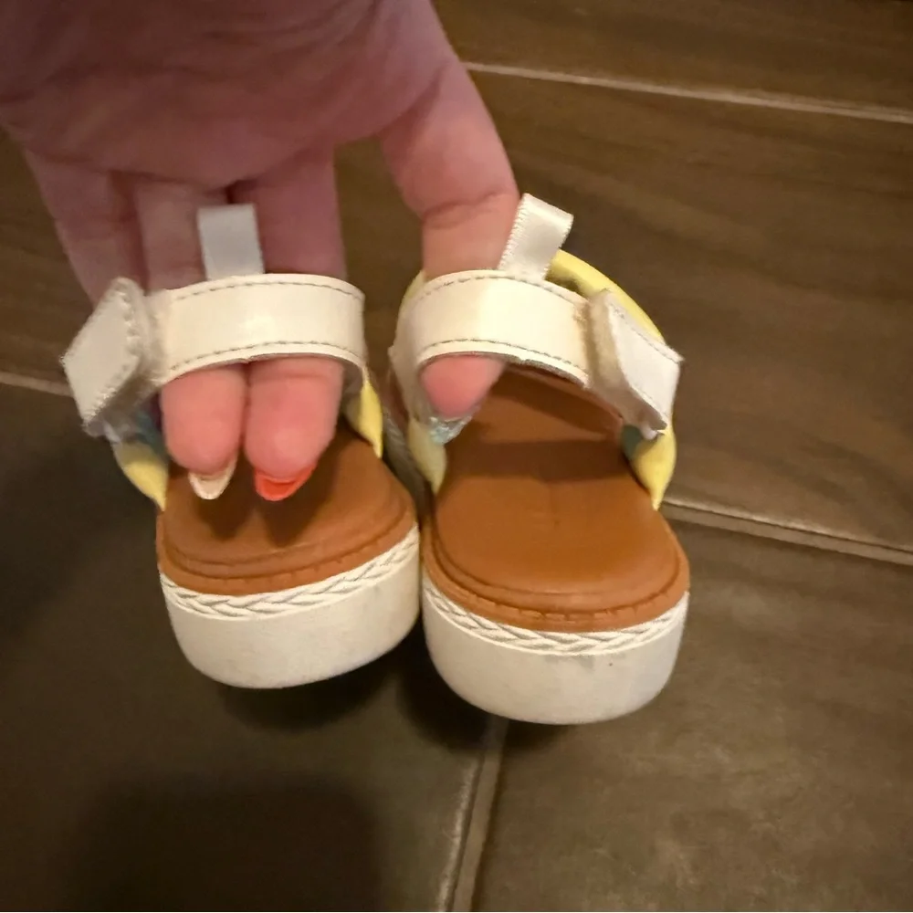 OshKosh B'gosh Loredana Multicolor Yellow Green Pink Pastel Wedge Sandals 8